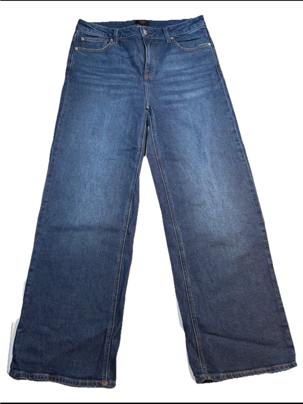 Quince Women’s Relaxed Barrel  Jeans Blue Denim Medium Wash Wide Leg Stretch 30